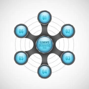 3d Elements of infographics. Blue circles with numbers for your business proj Stock Illustration