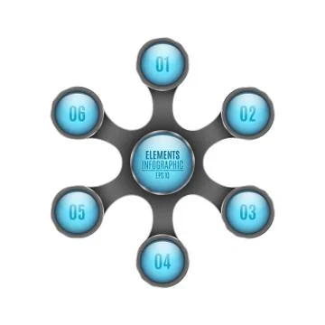3d Elements of infographics. Blue circles with numbers for your project. Step Stock Illustration