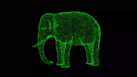 3D Elephant rotates on black background. Wild Animals concept. Circus and Zoo Vídeo Stock 264779940