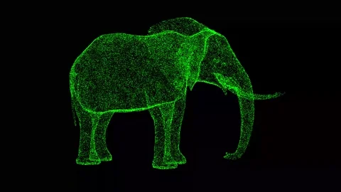 3D Elephant rotates on black bg. Seamless loop animation for animals, nature and Stock Footage 246126604
