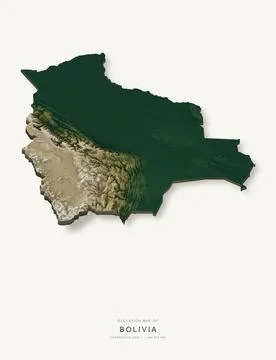 3D elevation map of Bolivia, shaded relief terrain model from Copernicus DEM イラスト素材