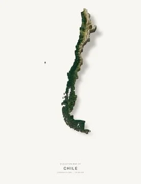 3D elevation map of Chile, shaded relief terrain model from Copernicus DEM da Stock Illustration