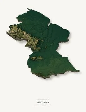 3D elevation map of Guyana, shaded relief terrain model from Copernicus DEM d イラスト素材