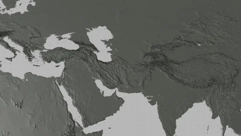 3D elevation map of Iran and middle east, zoom in Vídeos de archivo 332079254