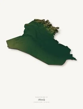 3D elevation map of Iraq, shaded relief terrain model from Copernicus DEM dat Ilustración de archivo