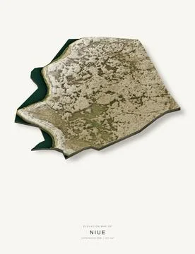 3D elevation map of Niue, shaded relief terrain model from Copernicus DEM dat Ilustración de archivo