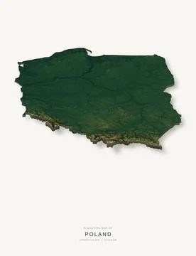 3D elevation map of Poland, shaded relief terrain model from Copernicus DEM d イラスト素材