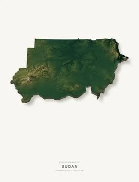 3D elevation map of Sudan, shaded relief terrain model from Copernicus DEM da イラスト素材
