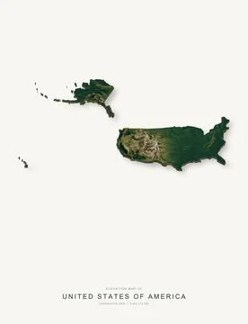 3D elevation map of United States of America, shaded relief terrain model fro イラスト素材