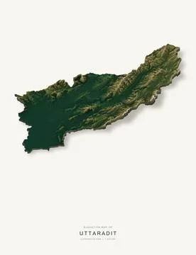 3D elevation map of Uttaradit Province, Thailand, shaded relief terrain model Ilustração Stock