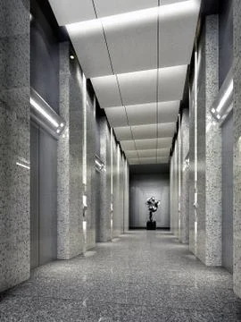 3d elevator lobby rendering Illustrazione stock