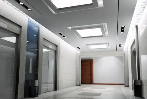3d elevator lobby rendering Stock Illustration