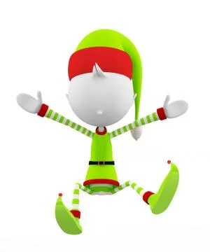 3d elves with jumping pose Stock Illustration