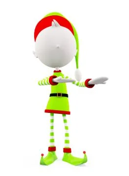 3d elves with presentation pose Stock Illustration