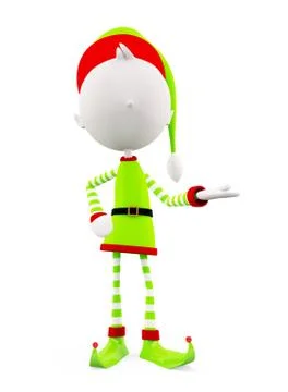 3d elves with presentation pose Stock Illustration