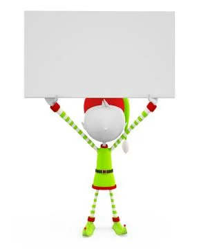 3d Elves with sign board Stock Illustration