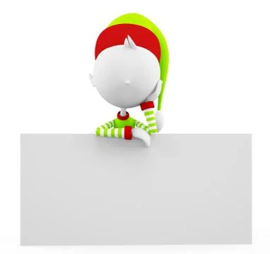 3d elves with sign board Stock Illustration