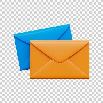 3D email icon. 2 postal closed envelopes Stock Illustration