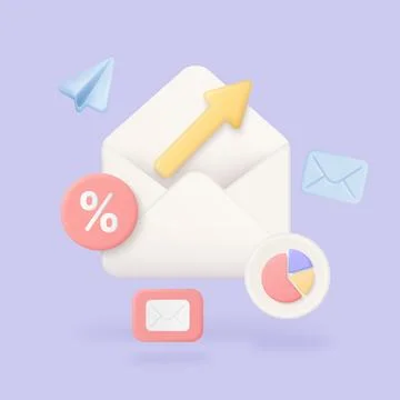 3D Email Marketing Analytics and Growth Concept Stock Illustration