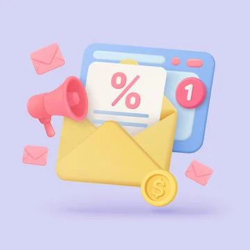3D Email Marketing Notification and Promotion Concept Illustrazione stock