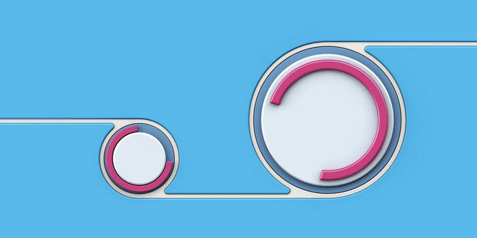 3D embossed white plastic circle shape on blue background. Round shape Stock Illustration