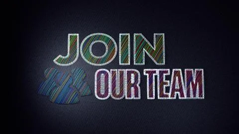 3D Embroidered Join Our Team Text on Fabric Design Stock Illustration