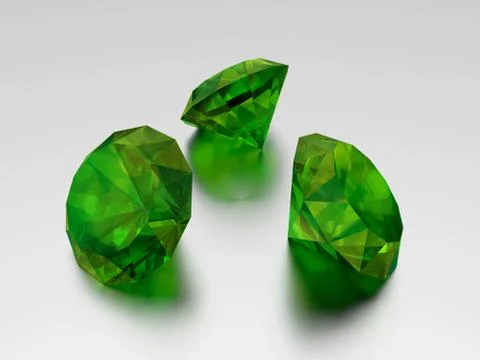 3D Emerald - 3 Green Gems Stock Illustration