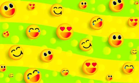 3d emoji background different emotions Stock Illustration