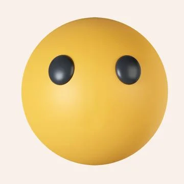 3d emoji Speechless with no mouth. icon isolated on gray background. 3d Stock Illustration