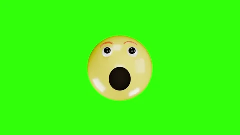 3D emoji with wow expression loop animation on a green screen background Stock Footage 293144629