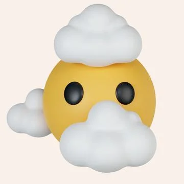 3d emoticon expression face clouds. icon isolated on gray background. 3d Illustrazione stock