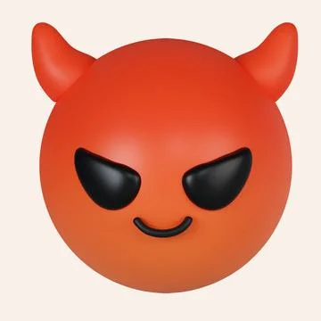 3d emoticon smiling with horns, devil emoji. Red face devil emoji. icon isolated Illustrazione stock