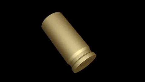 3d empty .45 bullet shell over black background. Stock Illustration
