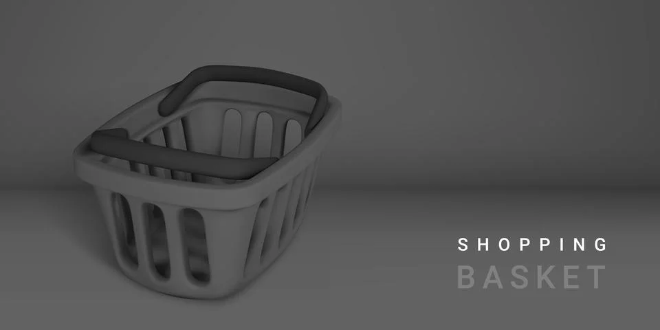3d empty black shopping basket. Shopping concept. Vector illustration. Stock Illustration