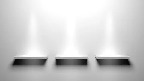 3d Empty book shelves for exhibit Stock Illustration