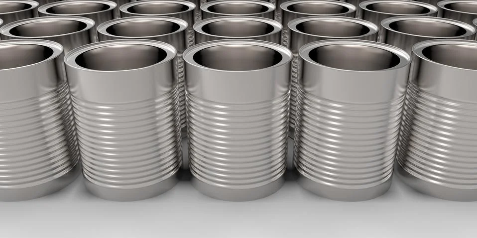 3D empty cans on white background paint Ilustração Stock