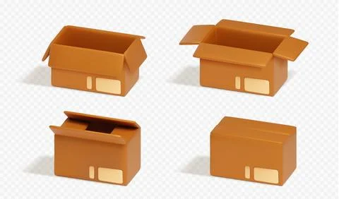 3d empty cardboard parcel for delivery vector icon 스톡 일러스트