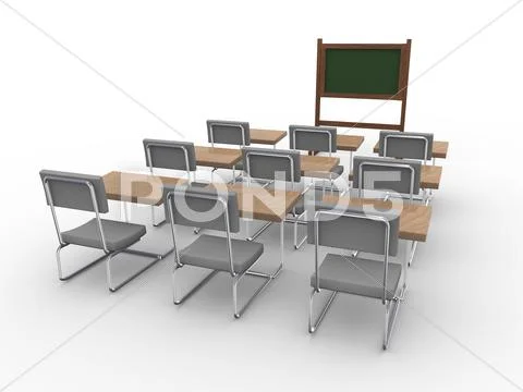 3d empty classroom Stock Illustration