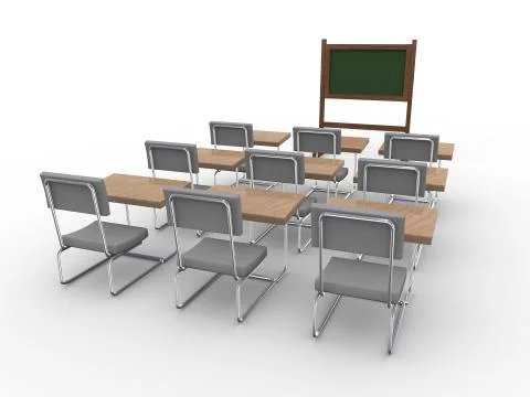 3d empty classroom Stock Illustration