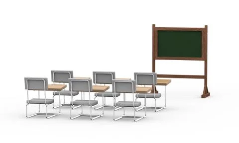 3d empty classroom Stock Illustration