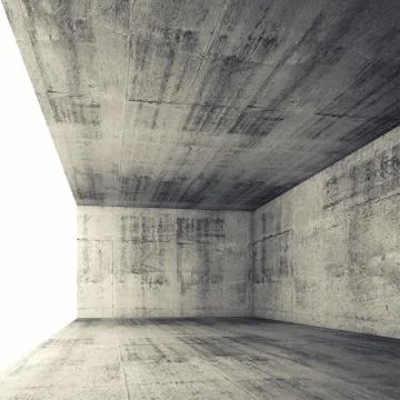 3d empty concrete interior with bright window opening Illustrazione stock