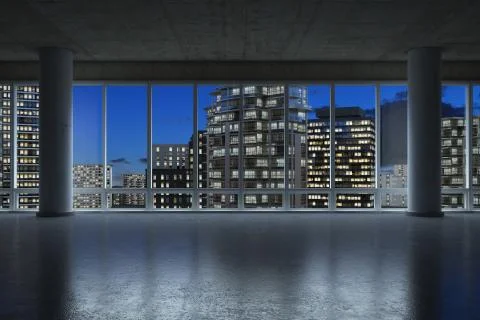 3d - empty conference room - night Stock Illustration