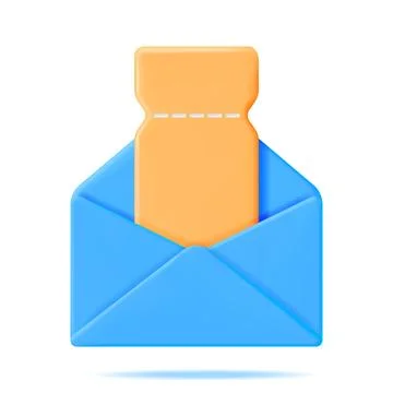 3d Empty Coupon in Envelope 스톡 일러스트