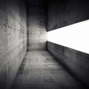 3d empty dark concrete interior with white window opening Illustrazione stock