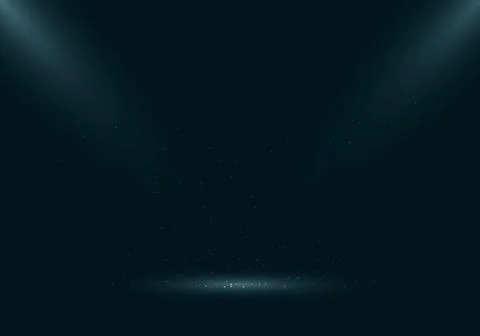 3D empty dark green studio room with spotlight and scattered dust particles o Stock Illustration