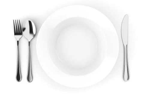 3d empty dinner plate isolated on white Stock Illustration