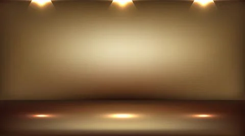 3D empty elegant golden studio room background with spotlight on stage backgr Illustrazione stock