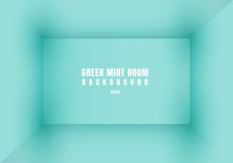 3D empty green mint room modern blank interior background. House, studio room Stock Illustration