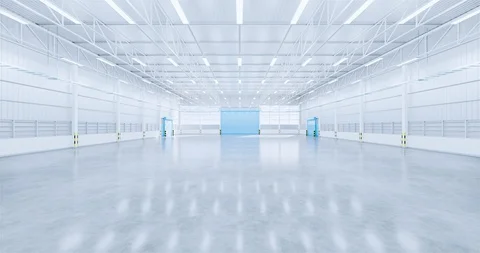 3d empty hangar Stock Footage 129102300