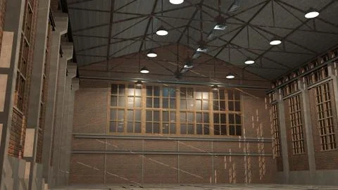 3D Empty Industrial Warehouse Stock Illustration